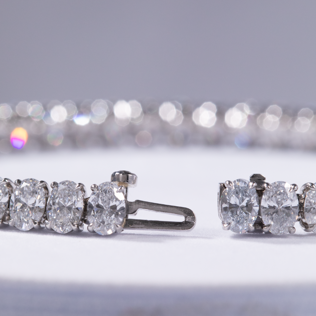 12.50ct Lab Grown Oval Diamond Platinum Tennis Bracelet