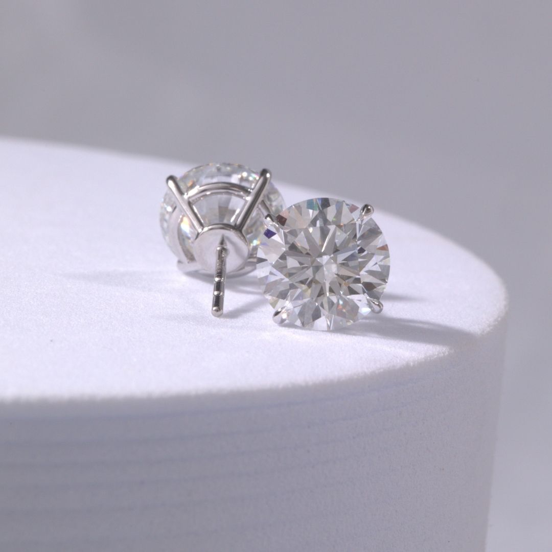 6ctw Lab Grown Round Diamond 4 Prong Basket White Gold Stud Earrings