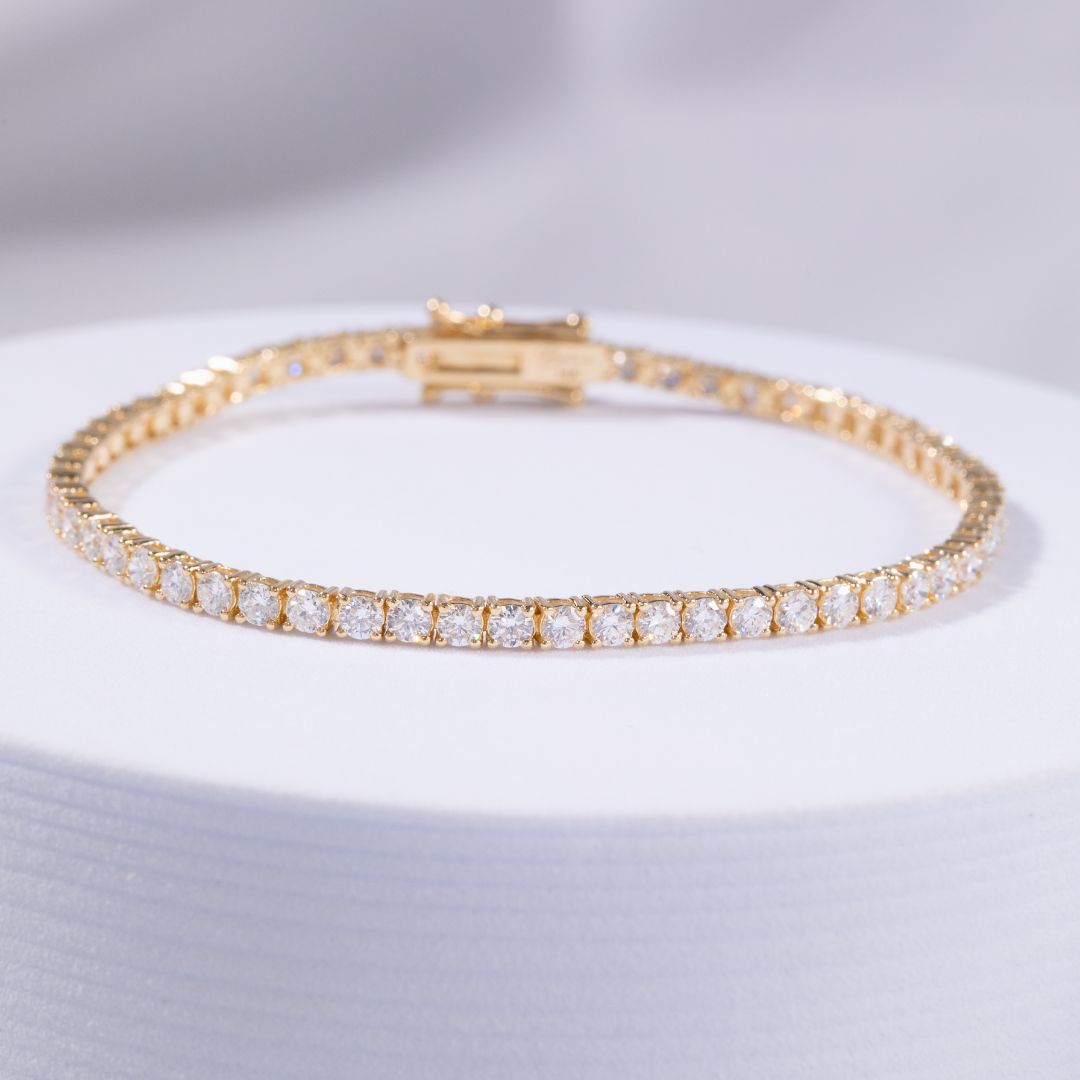 3.70ct Lab Diamond Yellow Gold Tennis Bracelet