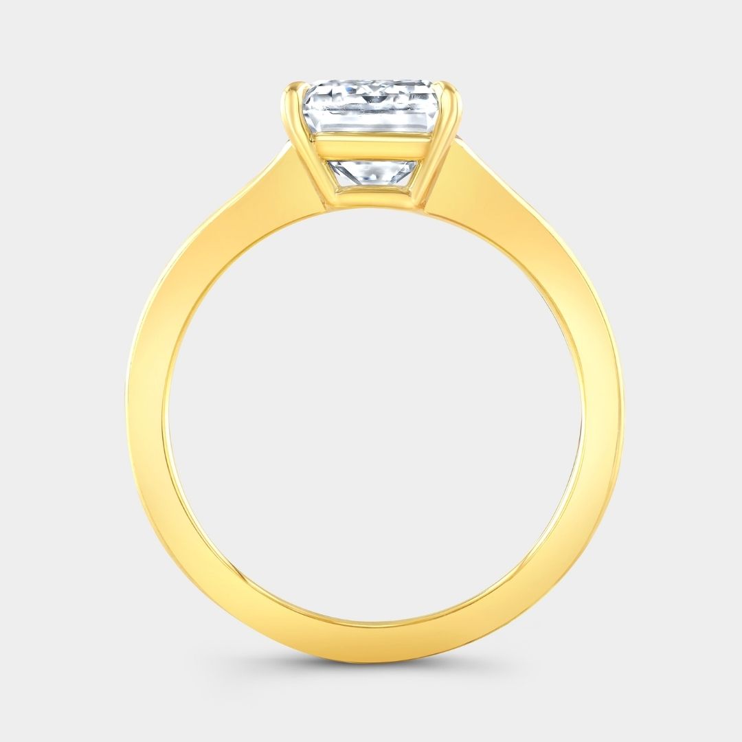 Emerald Diamond Channel Set Graduating Baguette Yellow Gold Ring