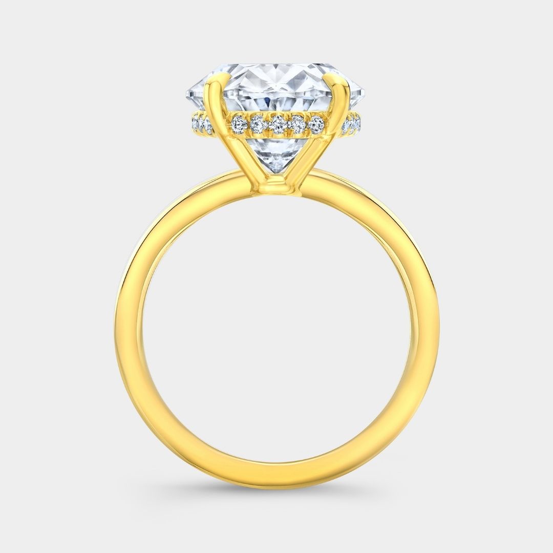Oval Diamond Hidden Halo Solitaire Yellow Gold Engagement Ring