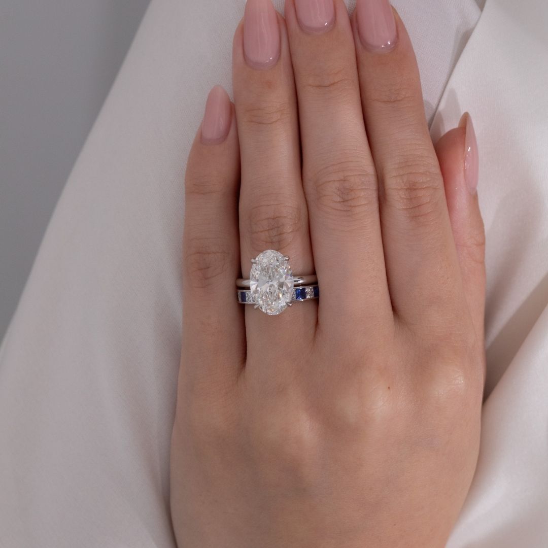1ct Princess Cut Blue Sapphires and Diamond Channel Platinum Wedding Band