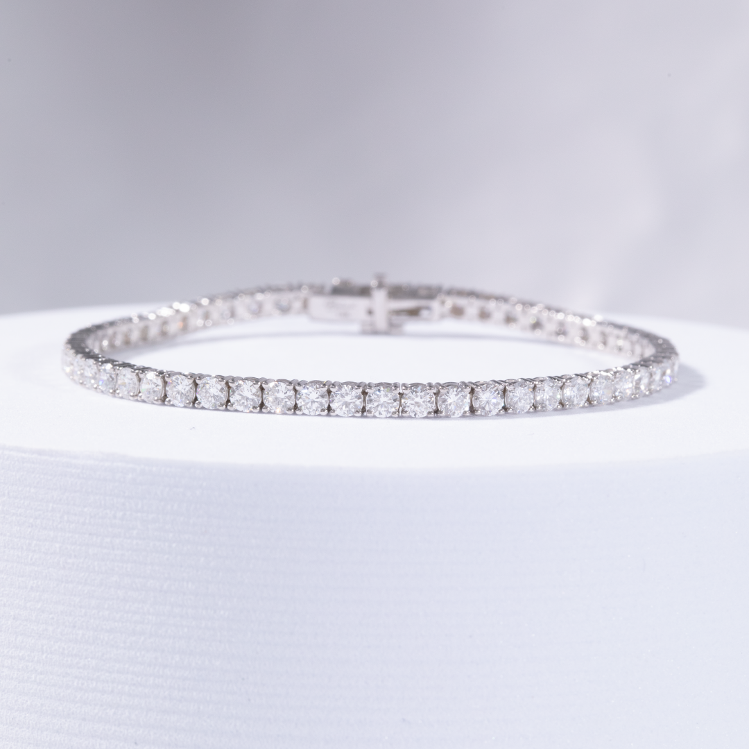 4.50ct Lab Grown Round Diamond Double Lock Tennis Bracelet in White Gold