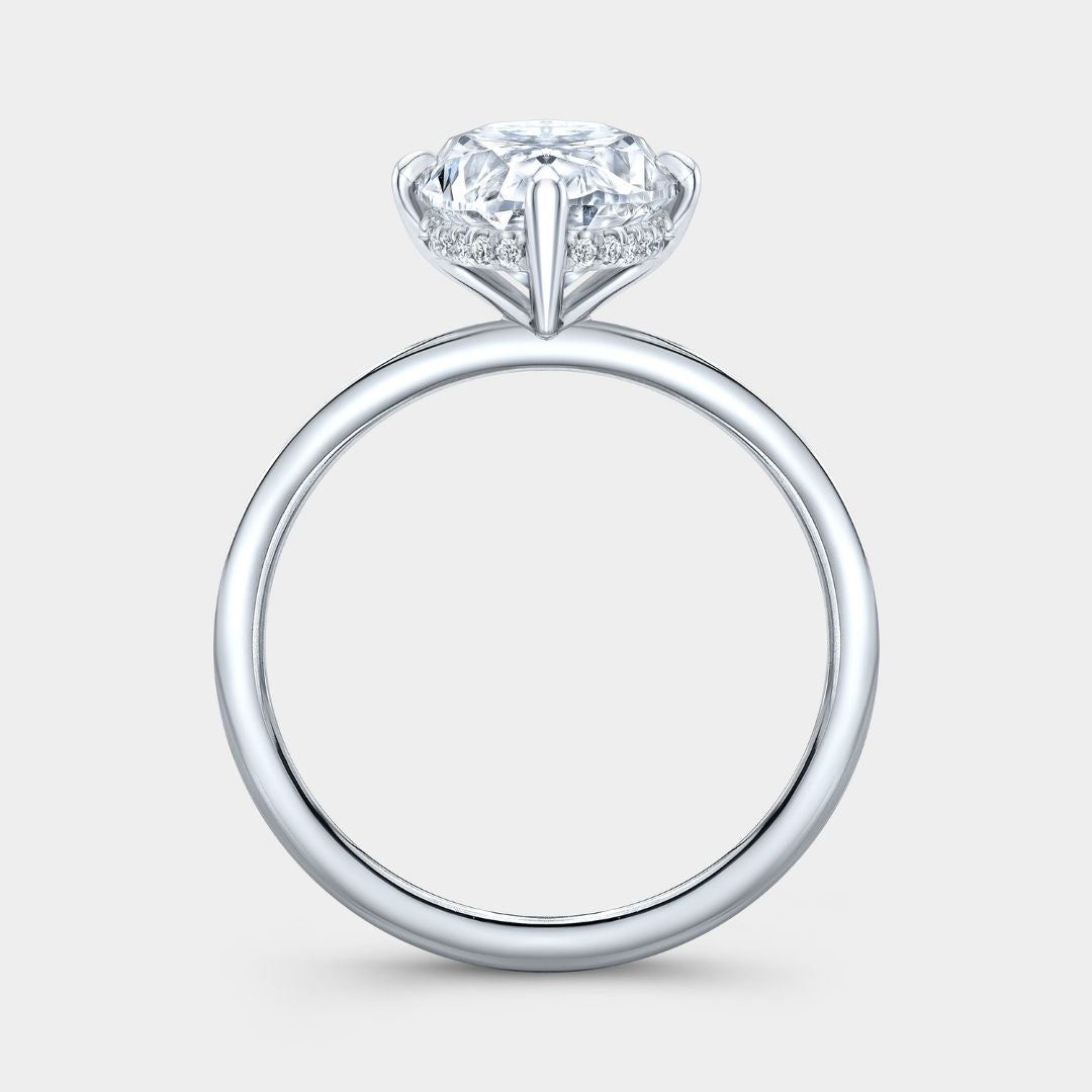 Oval Diamond North South Prong Hidden Halo Knife Edge Solitaire Platinum Engagement Ring