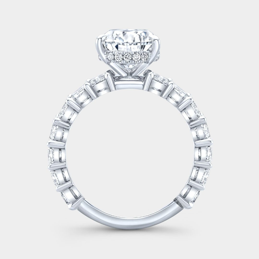 Pear Diamond Hidden Halo Double Gallery Platinum Engagement Ring