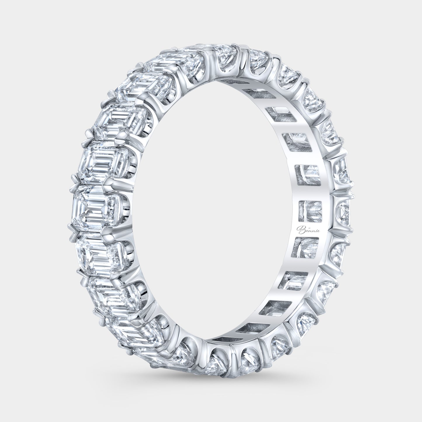 4.35ct Lab Grown Emerald Diamond Extra Low Profile Chloe Platinum Eternity Band