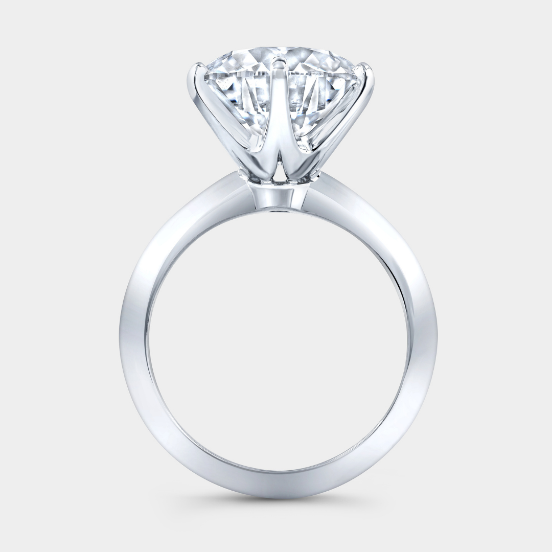 Round Diamond 6 Prong Knife Edge Solitaire Platinum Engagement Ring, view 3