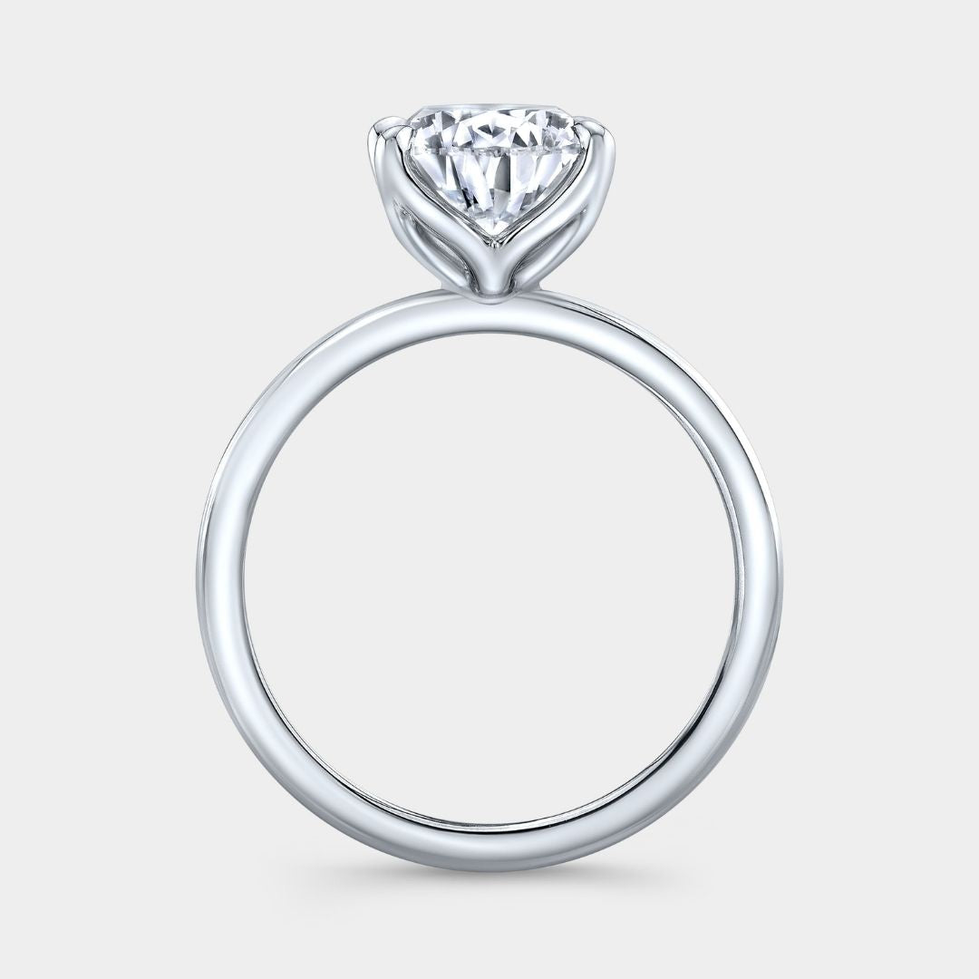 Pear Shape Diamond Tulip Basket Solitaire Platinum Engagement Ring