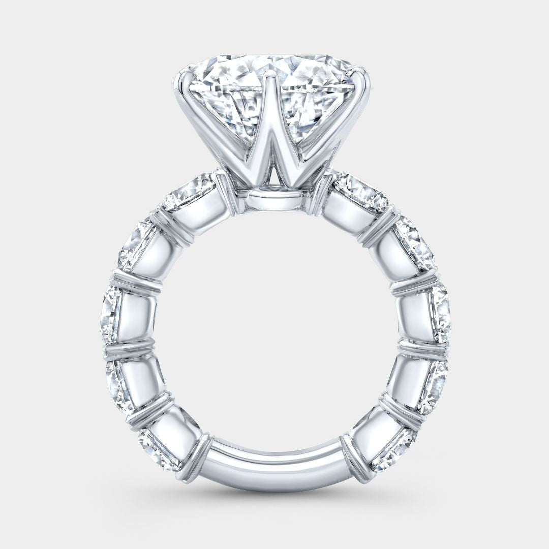 Round Diamond Victoria Shared Prong Platinum Engagement Ring