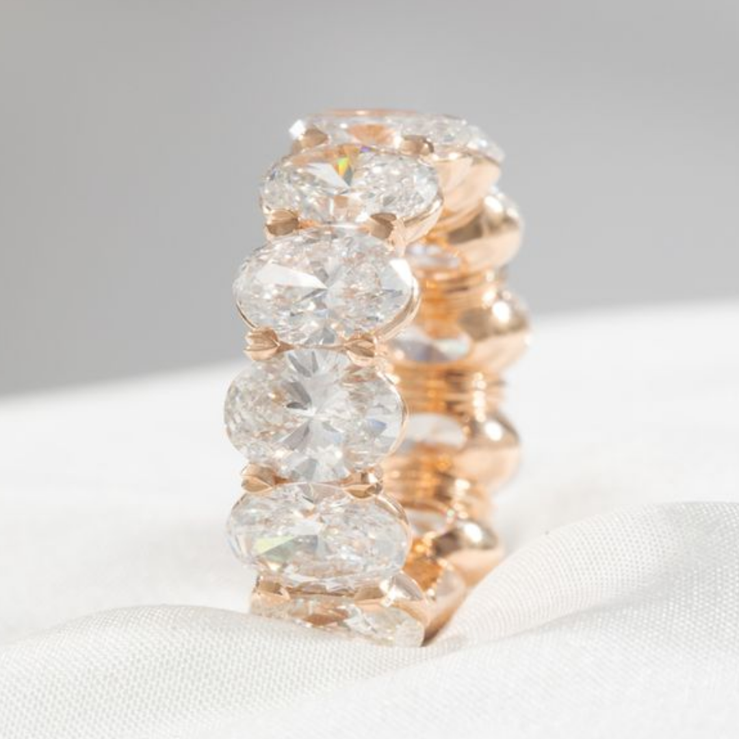 6.5ct Lab Oval Diamond Victoria 7mm Rose Gold Pinky Ring