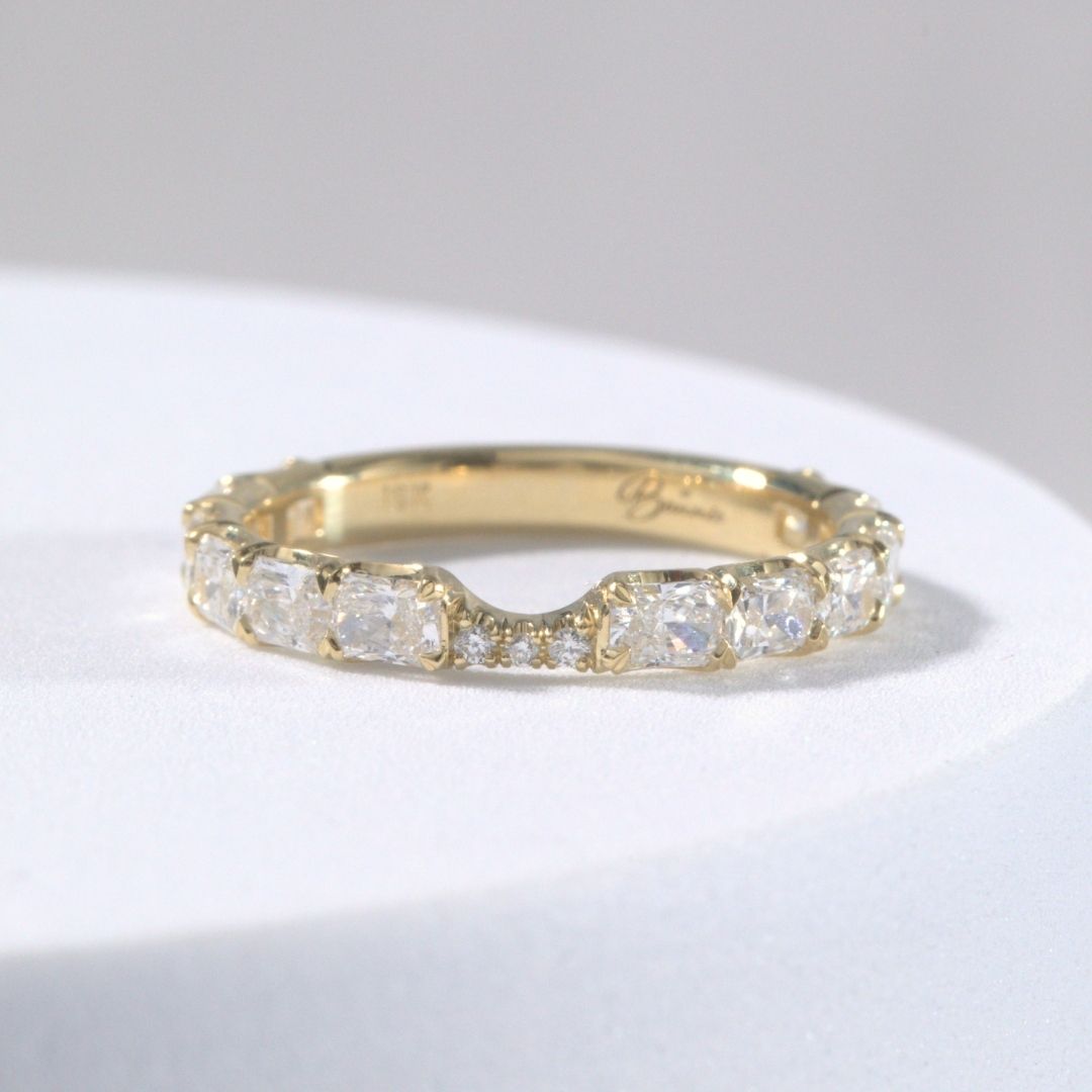 Radiant Diamond Chloe East West Wedding Band Yellow Gold