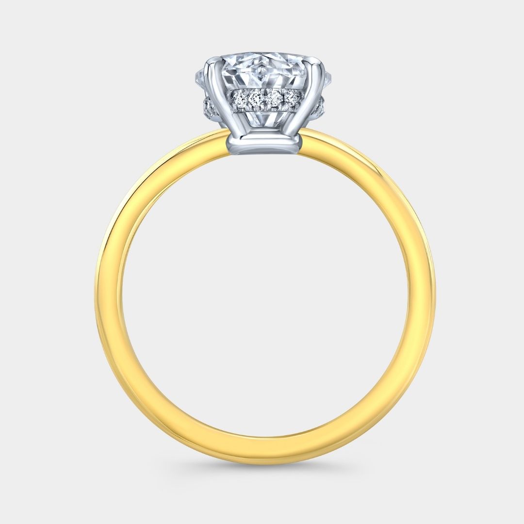 2.03ct Lab Grown Oval Diamond Hailey with Single Hidden Halo Yellow Gold And Platinum Engagement Ring