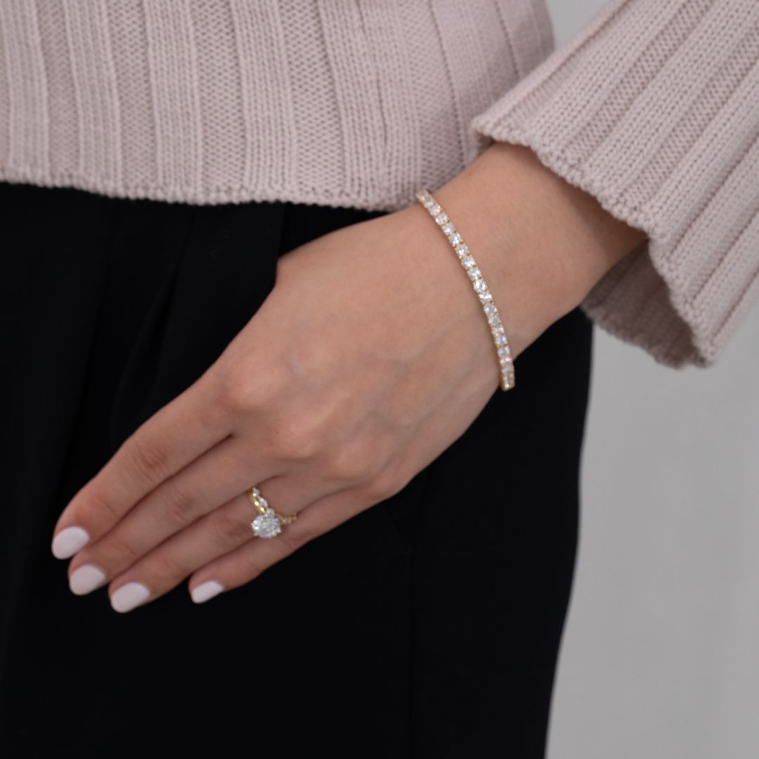 8ct Lab Diamond Yellow Gold Tennis Bracelet