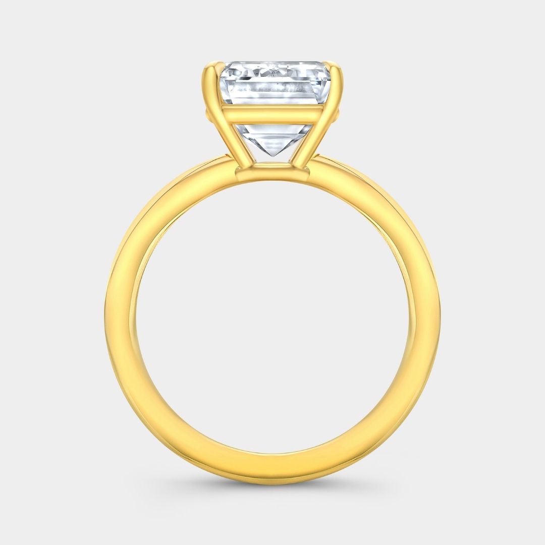 Emerald Diamond Hybrid Solitaire Yellow Gold Engagement Ring