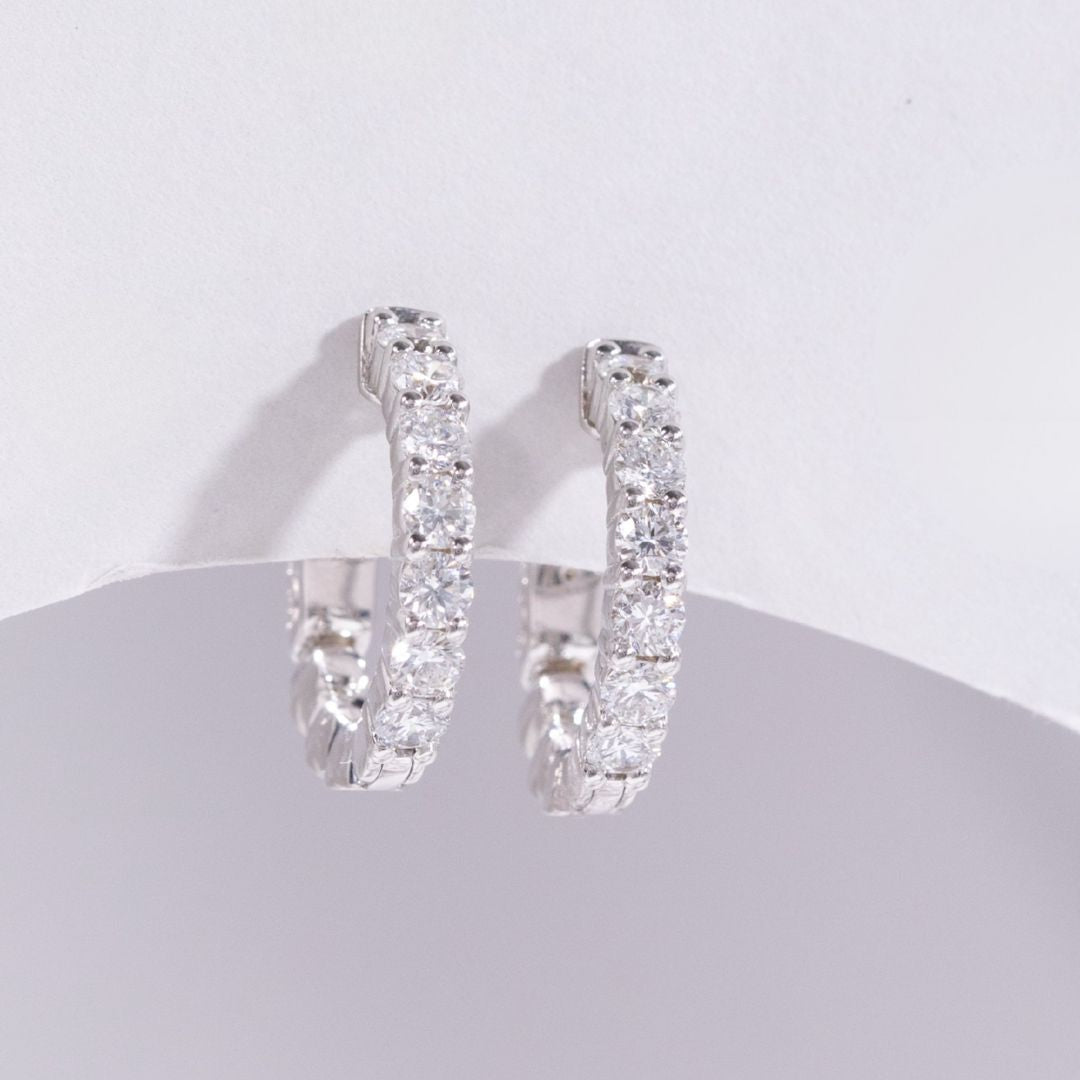0.90ct Half Inch Lab Diamond 14k White Gold Hoop Earrings