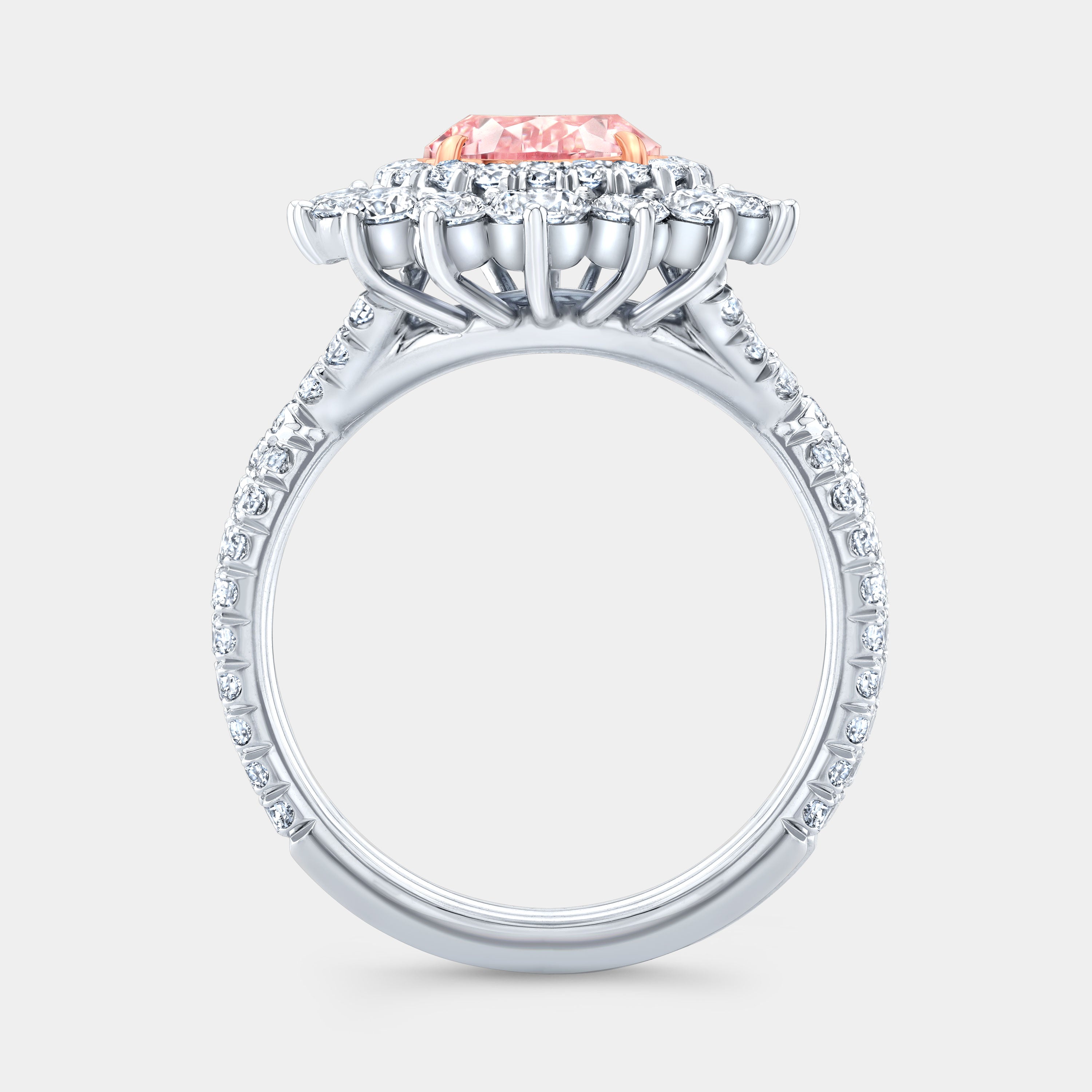 Pink Pear Diamond Halo Twist Pave Rose Gold And Platinum
