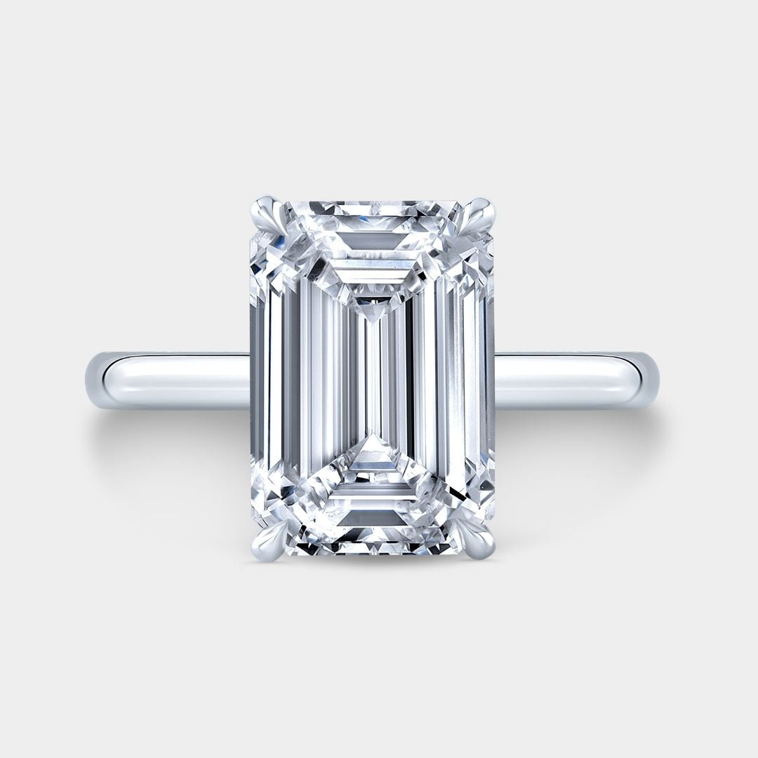 4.06ct emerald cut diamond solitaire platinum engagement ring