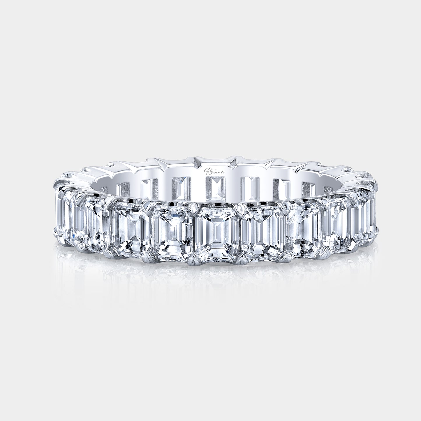 4.16ct natural emerald cut diamond Chloe platinum 4.20mm wedding band