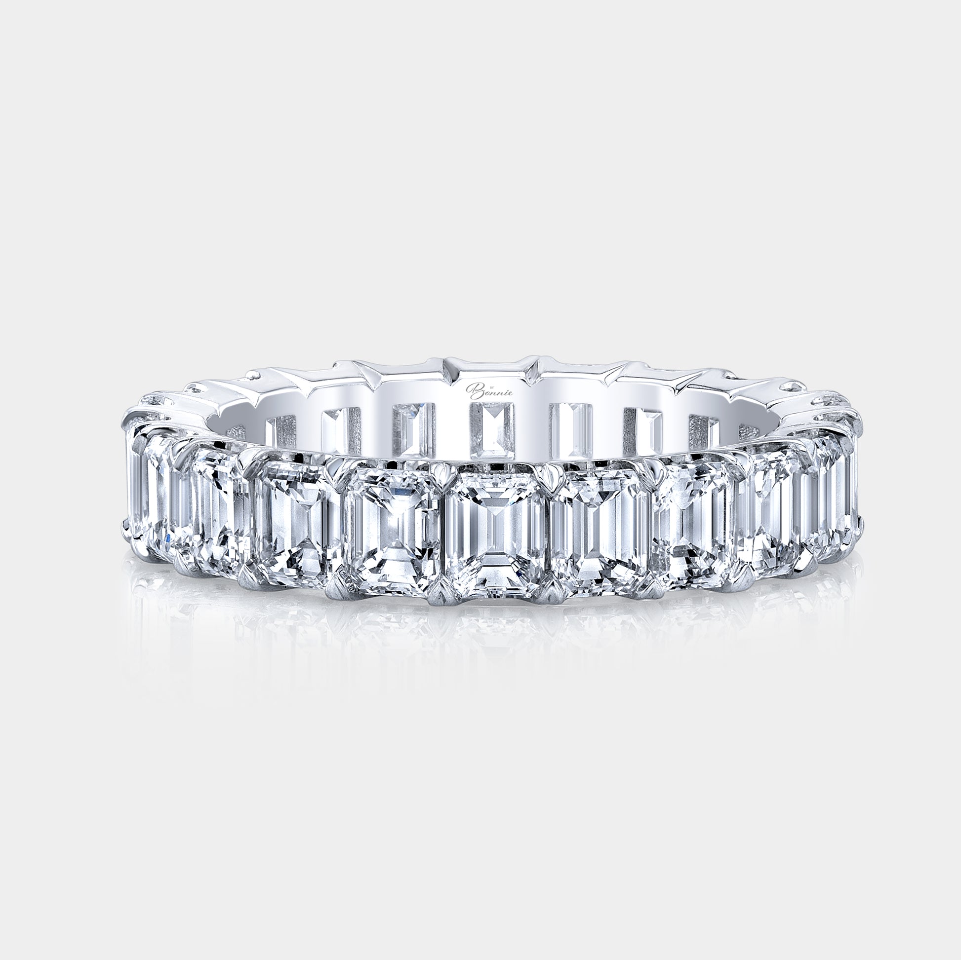 4.16ct natural emerald cut diamond Chloe platinum 4.20mm wedding band
