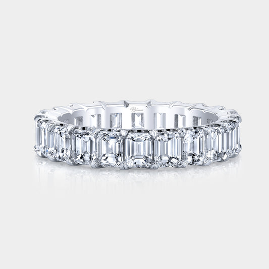 4.16ct natural emerald cut diamond Chloe platinum 4.20mm wedding band