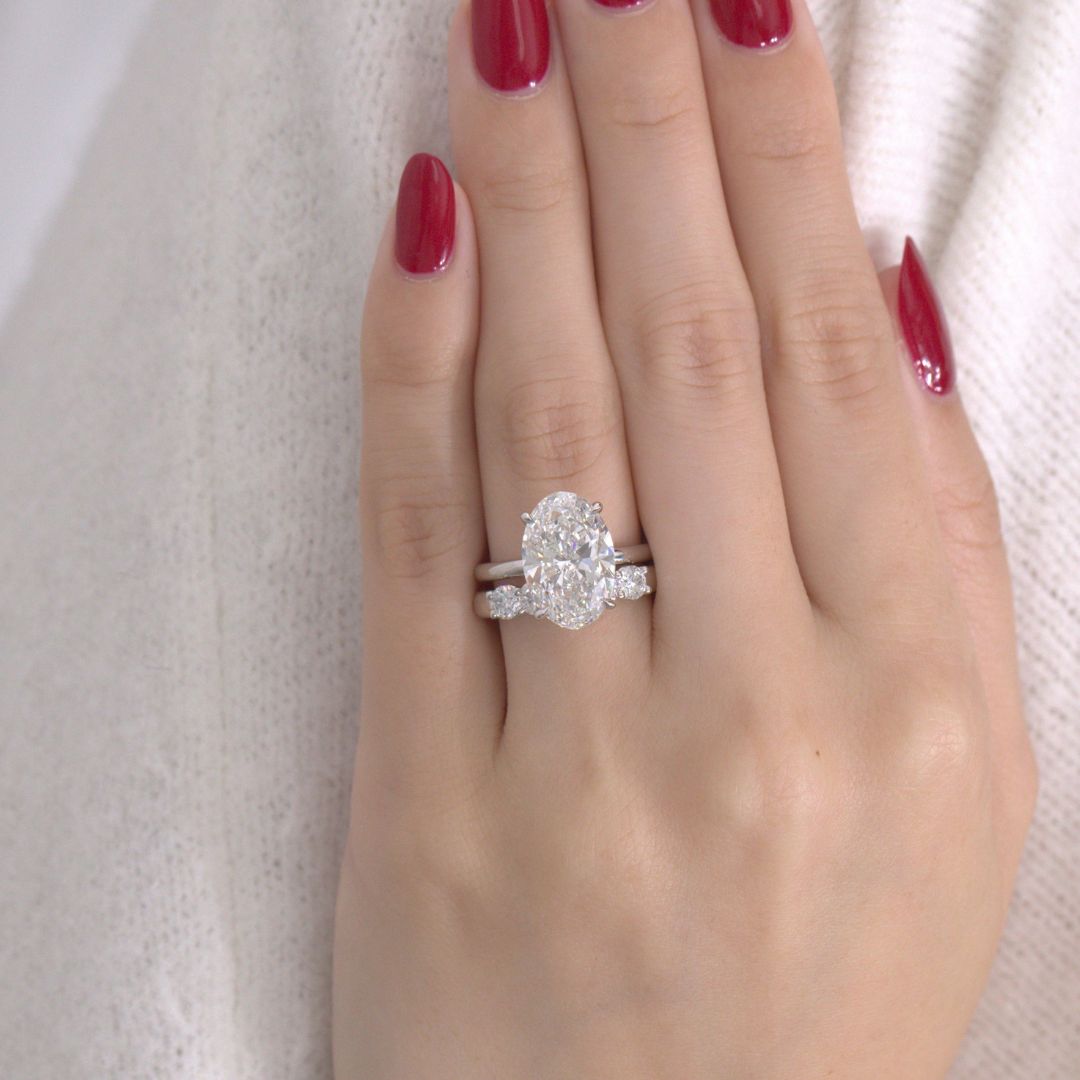 5.15ct Lab Grown Oval Diamond Solitaire Platinum Engagement Ring