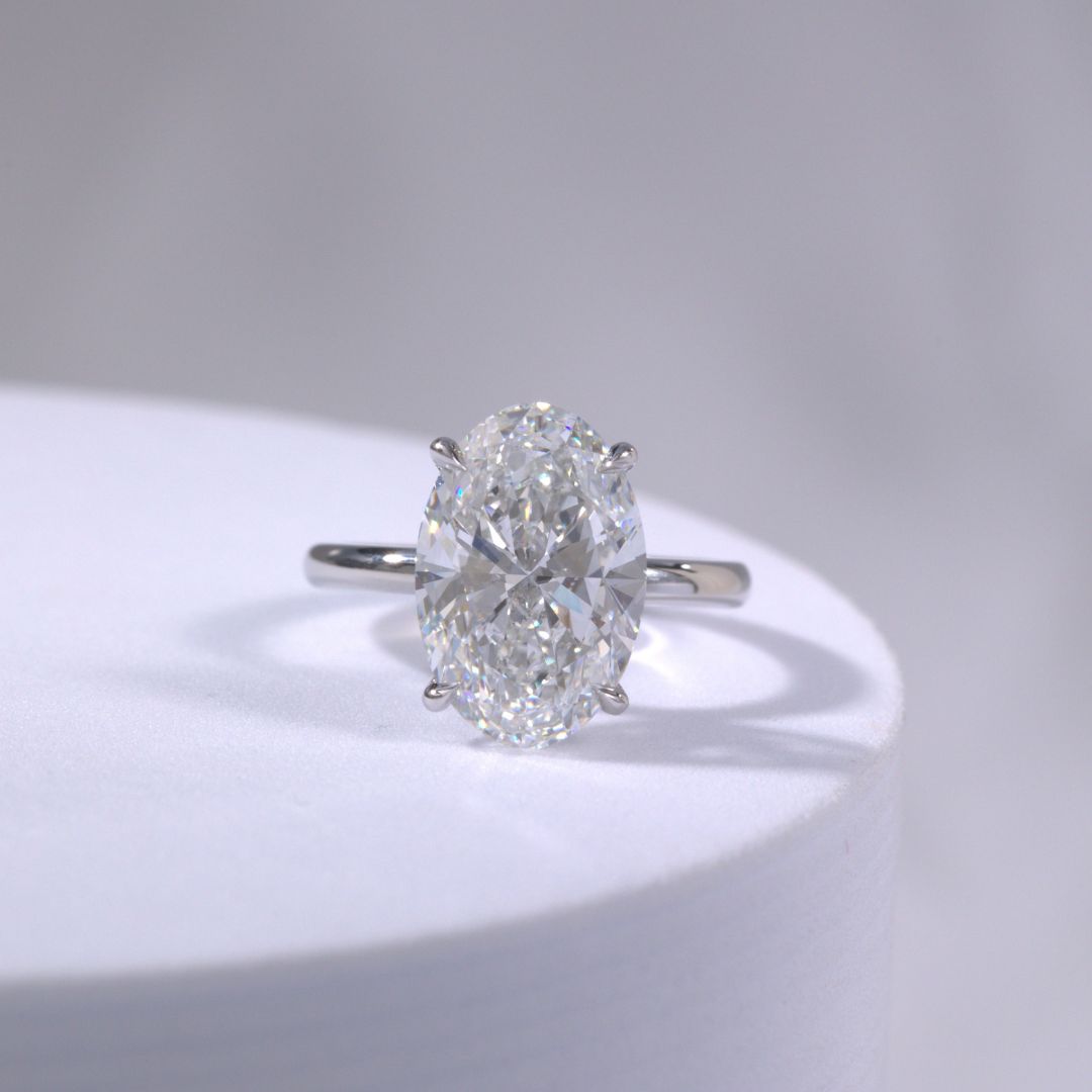 5.15ct Lab Grown Oval Diamond Solitaire Platinum Engagement Ring