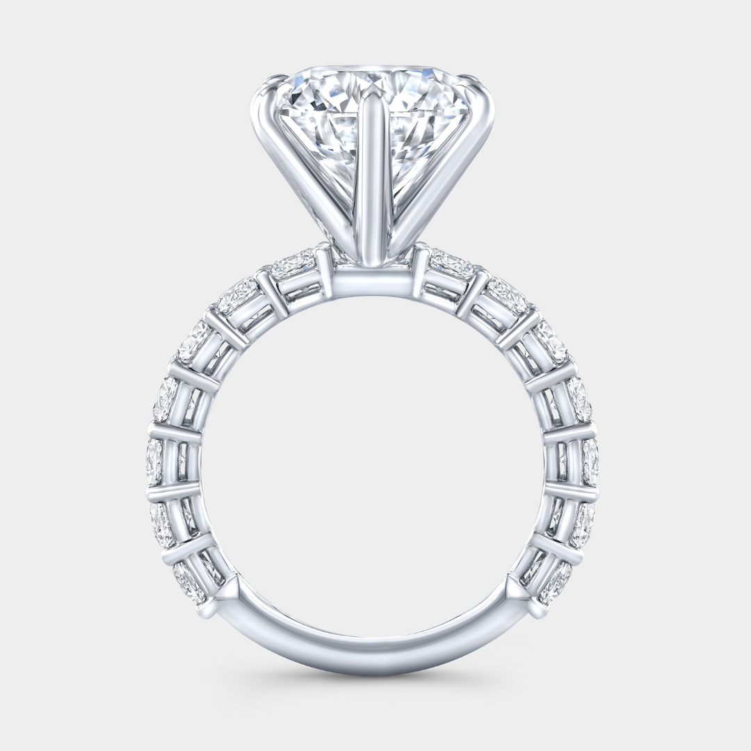 Round Diamond 6 Prong Double Gallery Platinum Engagement Ring, view 3