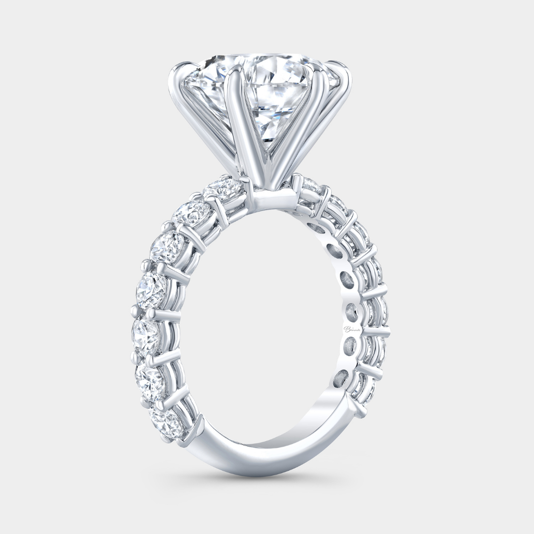 Round Diamond 6 Prong Double Gallery Platinum Engagement Ring, view 2