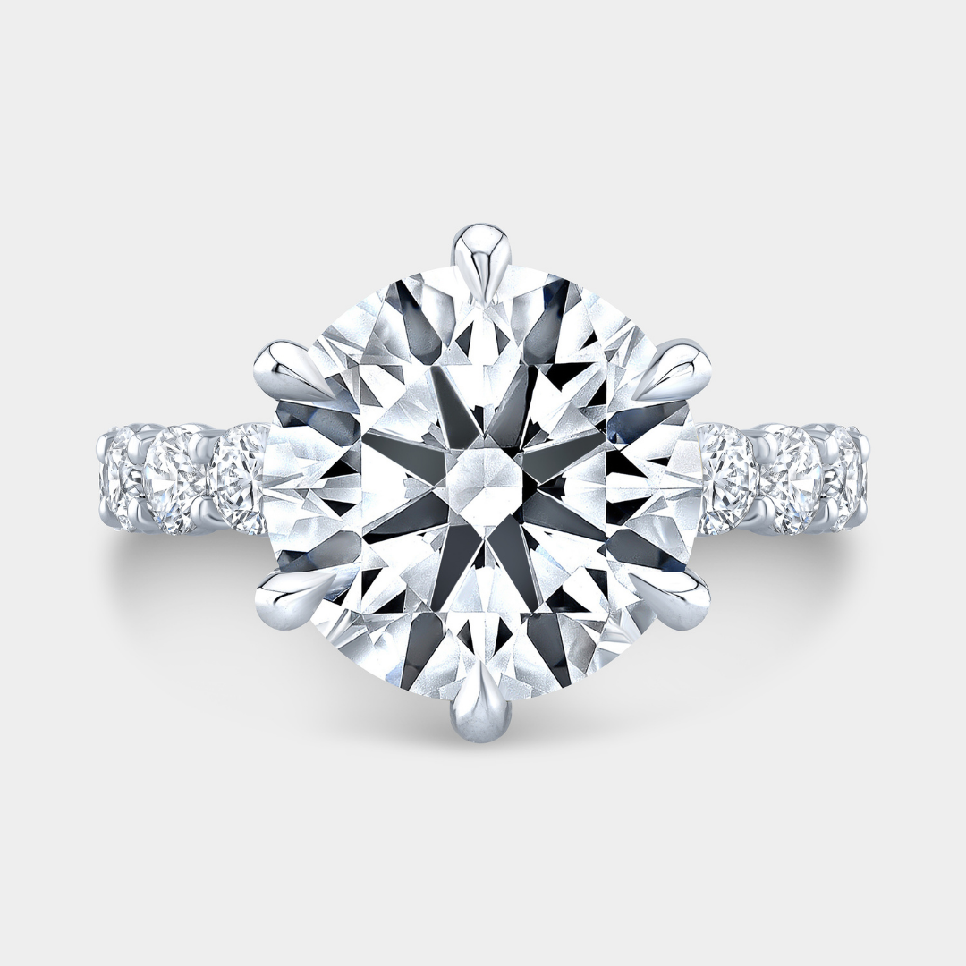 Round Diamond 6 Prong Double Gallery Platinum Engagement Ring | By Bonnie Jewelry