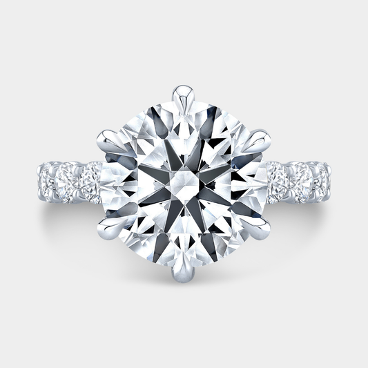 Round Diamond 6 Prong Double Gallery Platinum Engagement Ring | By Bonnie Jewelry