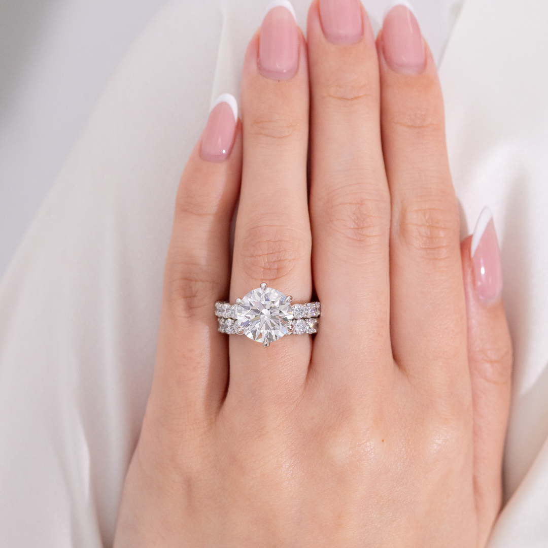 Round Diamond 6 Prong Double Gallery Platinum Engagement Ring, view 4