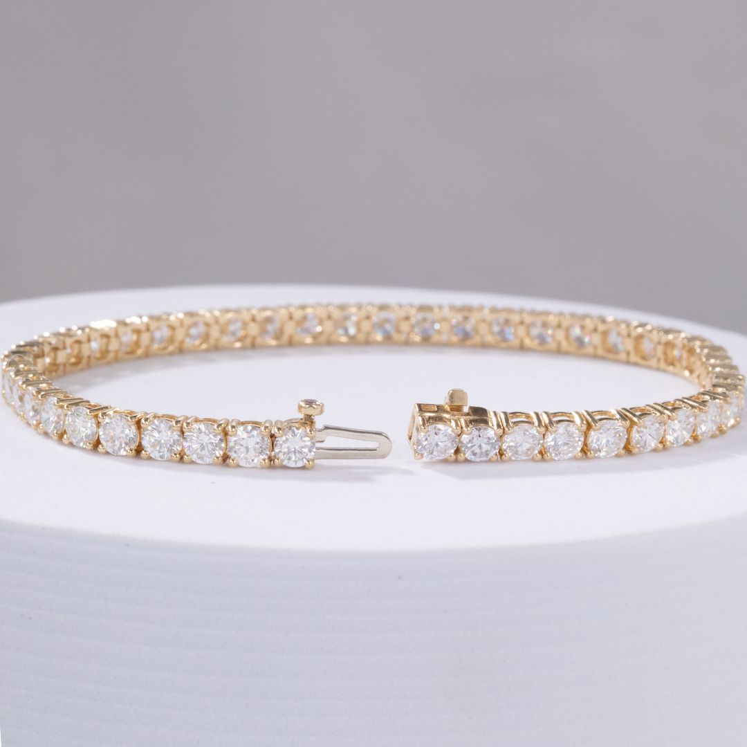 8ct Lab Diamond Yellow Gold Tennis Bracelet