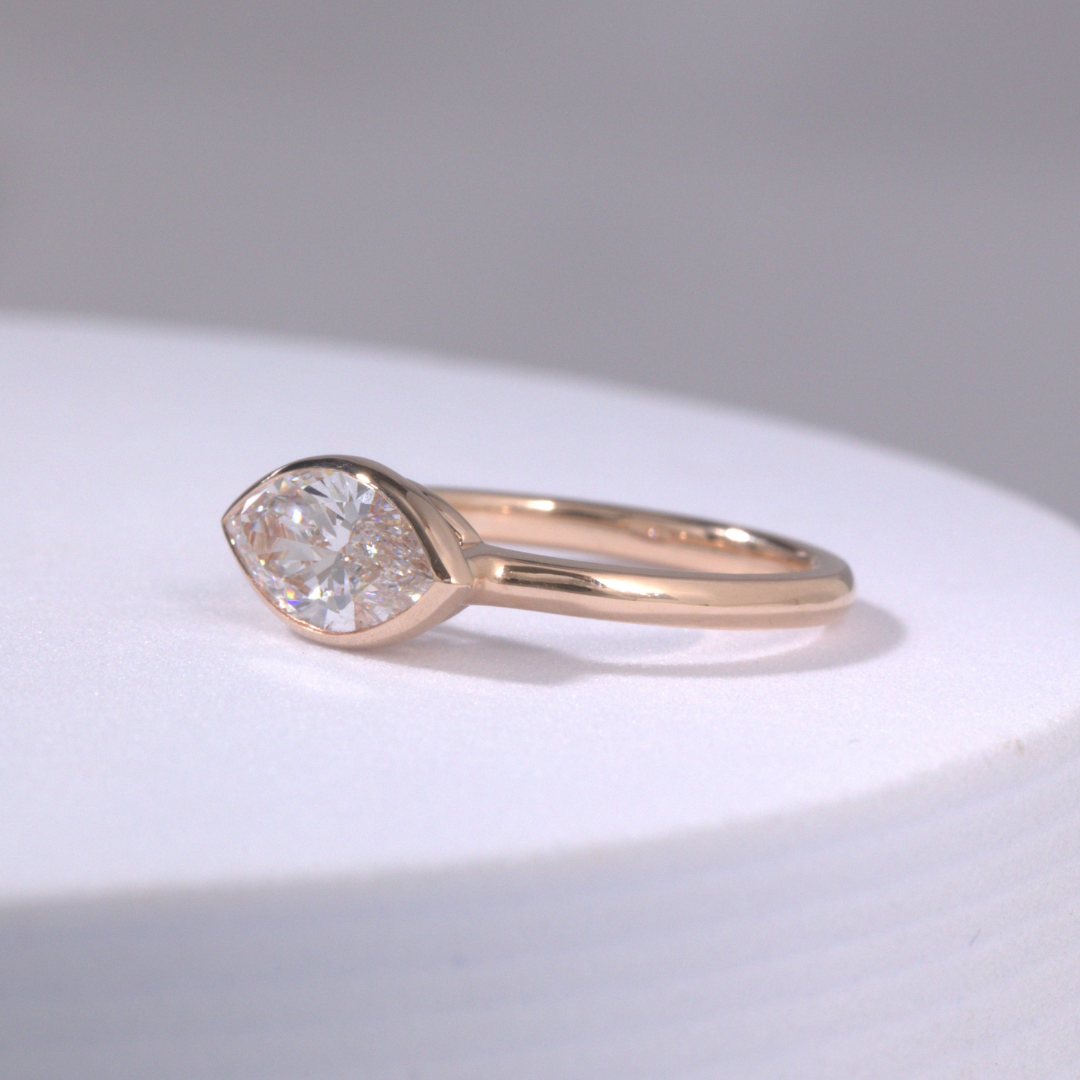 Marquise Diamond  East West Bezel Set Solitaire Rose Gold Engagement Ring