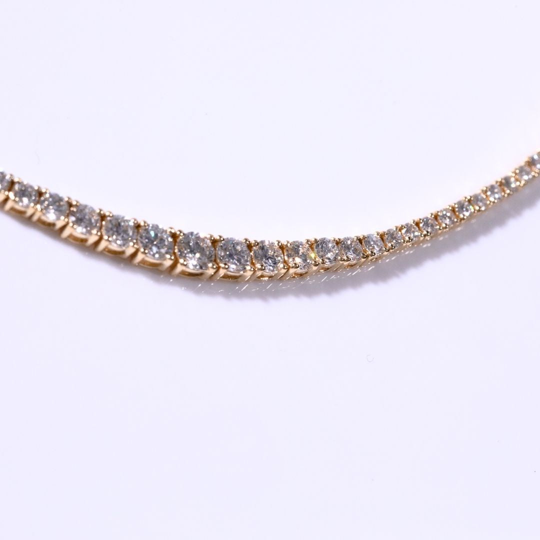 5ct Graduating Lab Diamond Yellow Gold Tennis Necklace