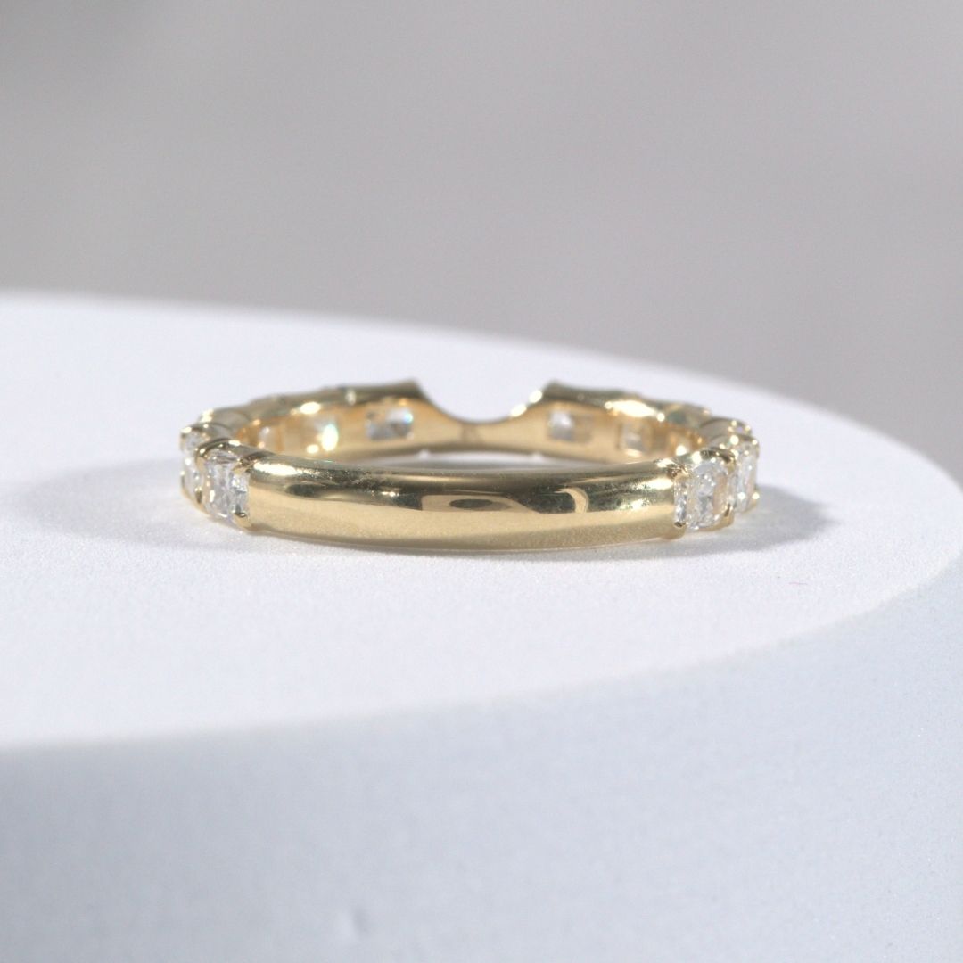 Radiant Diamond Chloe East West Wedding Band Yellow Gold