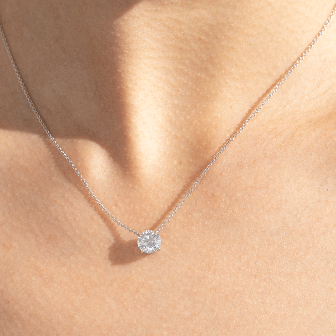 1.50ct Lab Grown Round Diamond 4 Prong Pendant Yellow Gold Necklace