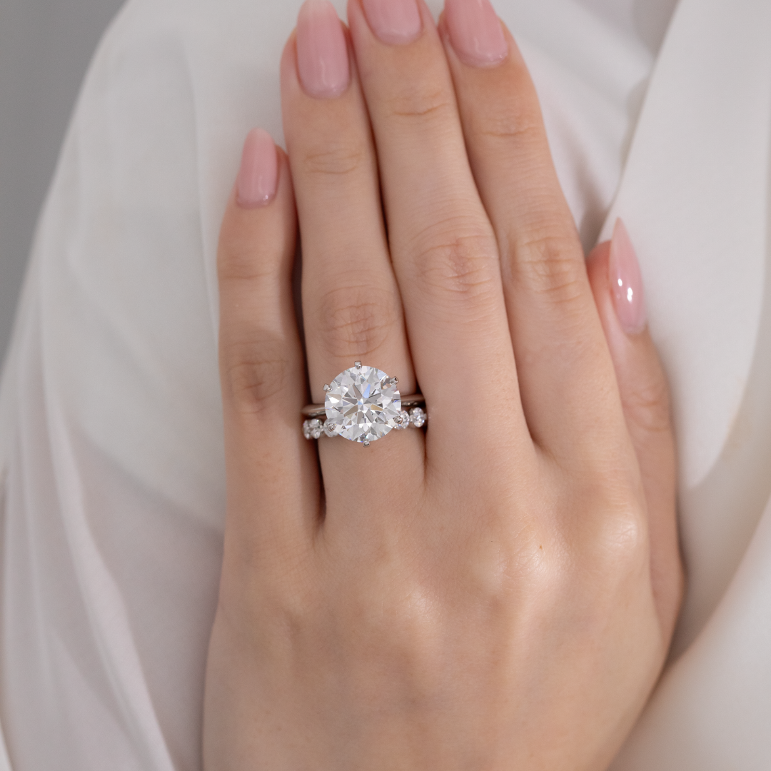 Round Diamond 6 Prong Knife Edge Solitaire Platinum Engagement Ring, view 4