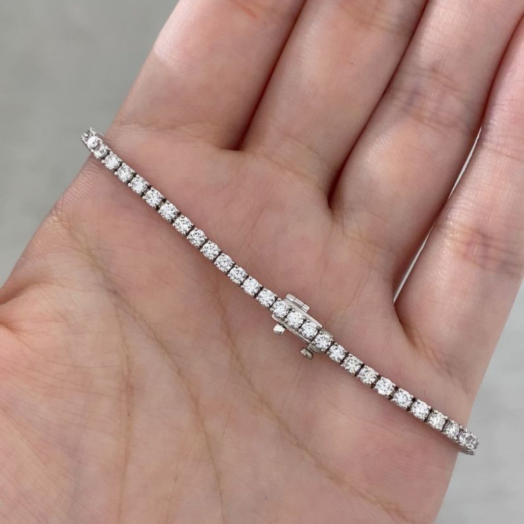 Round Diamond 2.50mm White Gold Tennis Bracelet