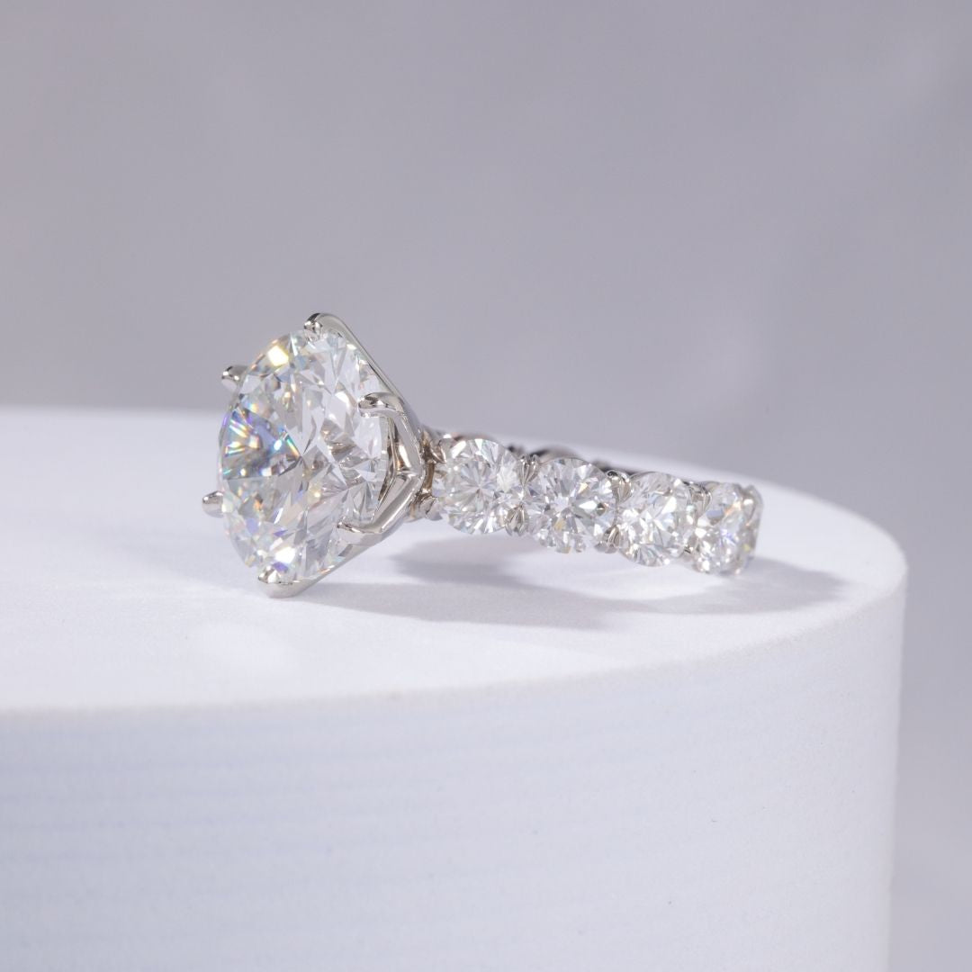 Round Diamond Victoria Shared Prong Platinum Engagement Ring
