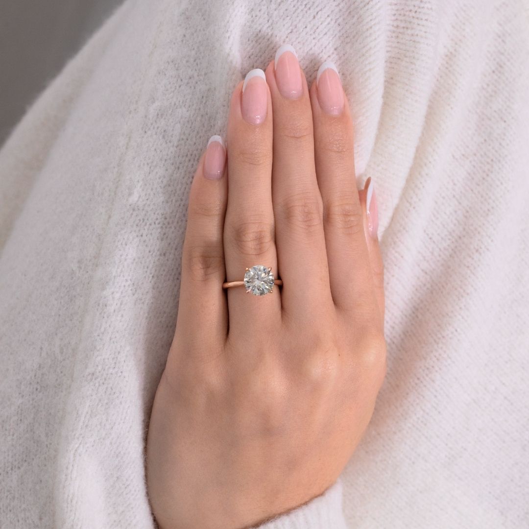 Round Diamond Hidden Halo Solitaire Rose Gold Engagement Ring