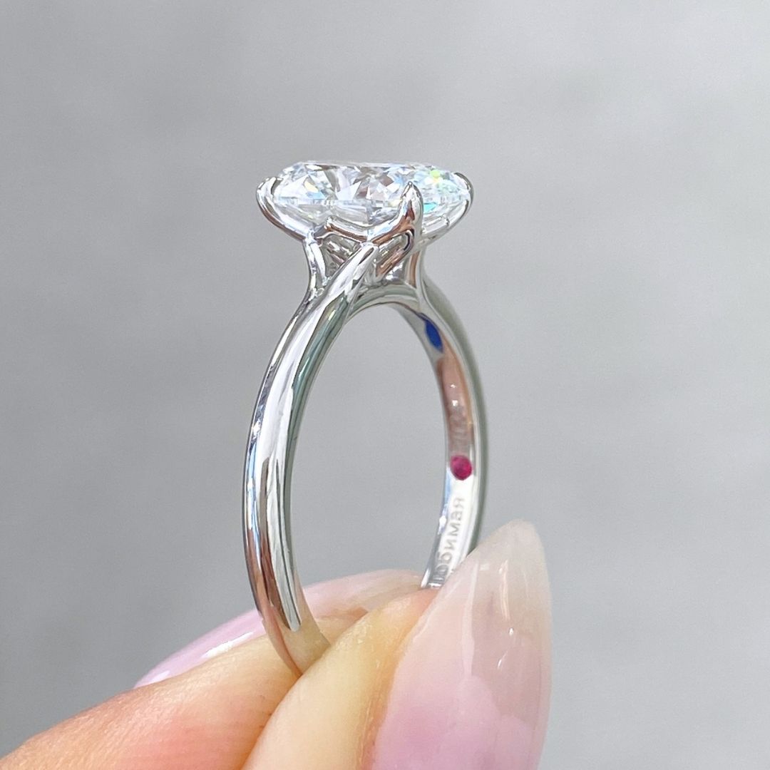 Oval Diamond Tulip Split Cathedral Solitaire Platinum Engagement Ring