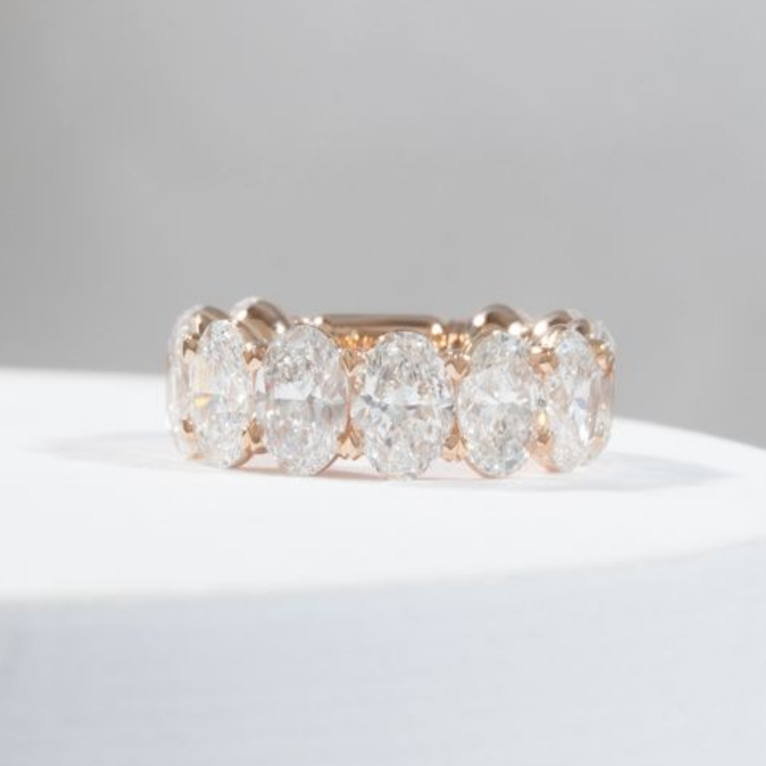 6.5ct Lab Oval Diamond Victoria 7mm Rose Gold Pinky Ring