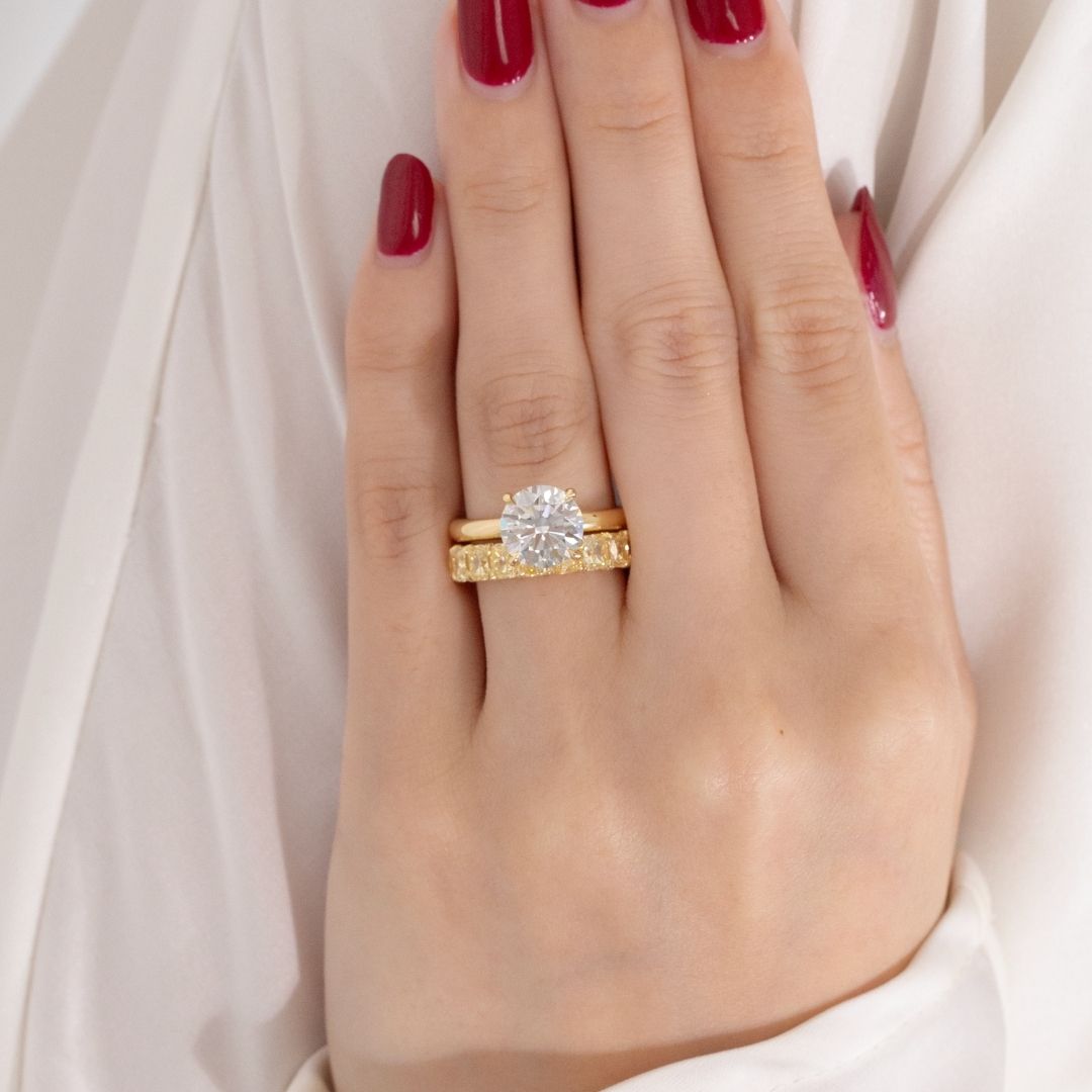 5.5ct Cushion Cut Fancy Yellow Diamond Eternity Band