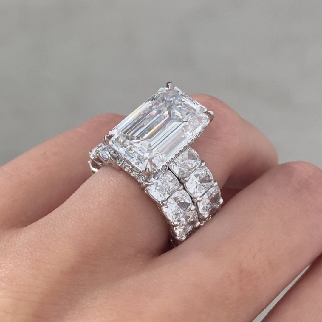 10ct Emerald Cut Diamond Engagement Ring