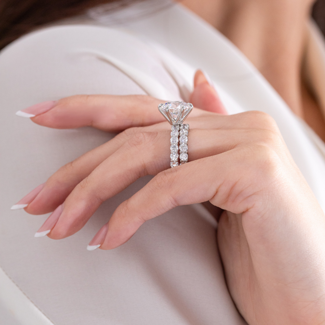 Round Diamond 6 Prong Double Gallery Platinum Engagement Ring, view 5