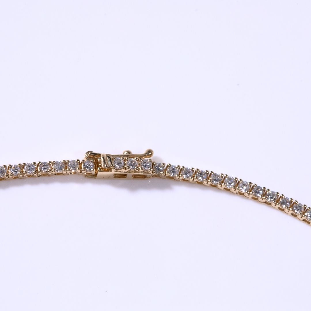 5ct Graduating Lab Diamond Yellow Gold Tennis Necklace