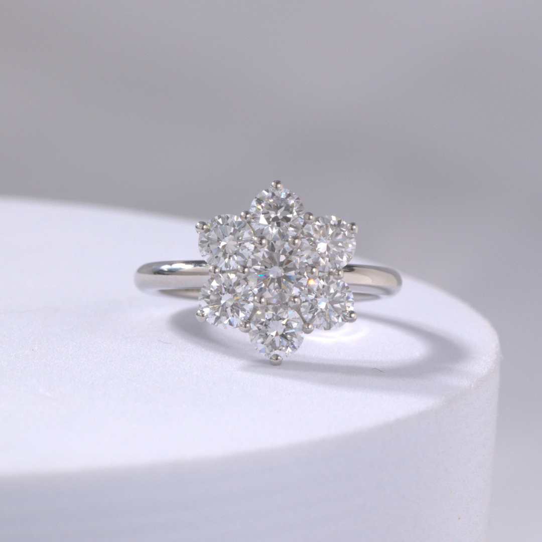 1.50ct Lab Grown Round Diamond La Fleur Solitare Platinum Ring