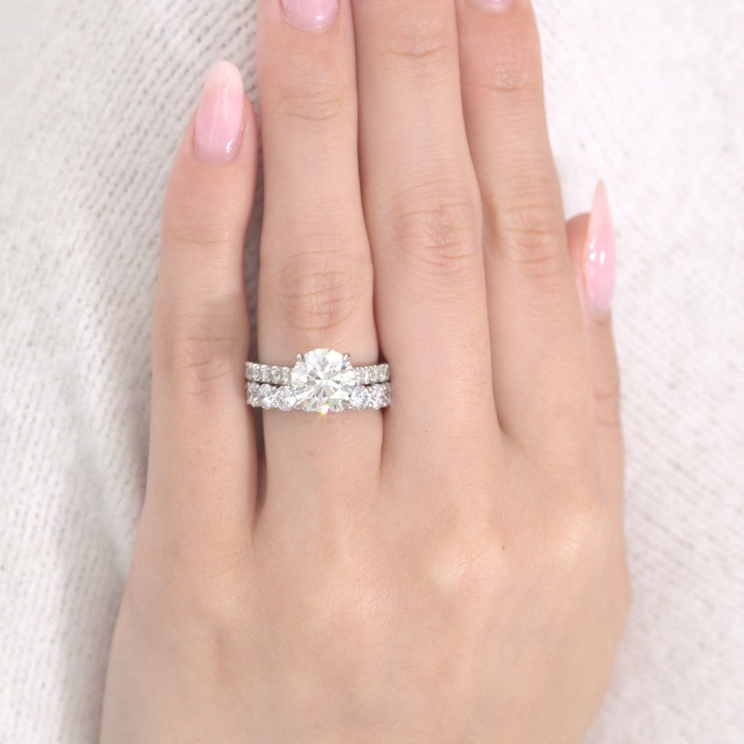 Round Diamond Hidden Halo Cathedral U Pave Platinum Engagement Ring