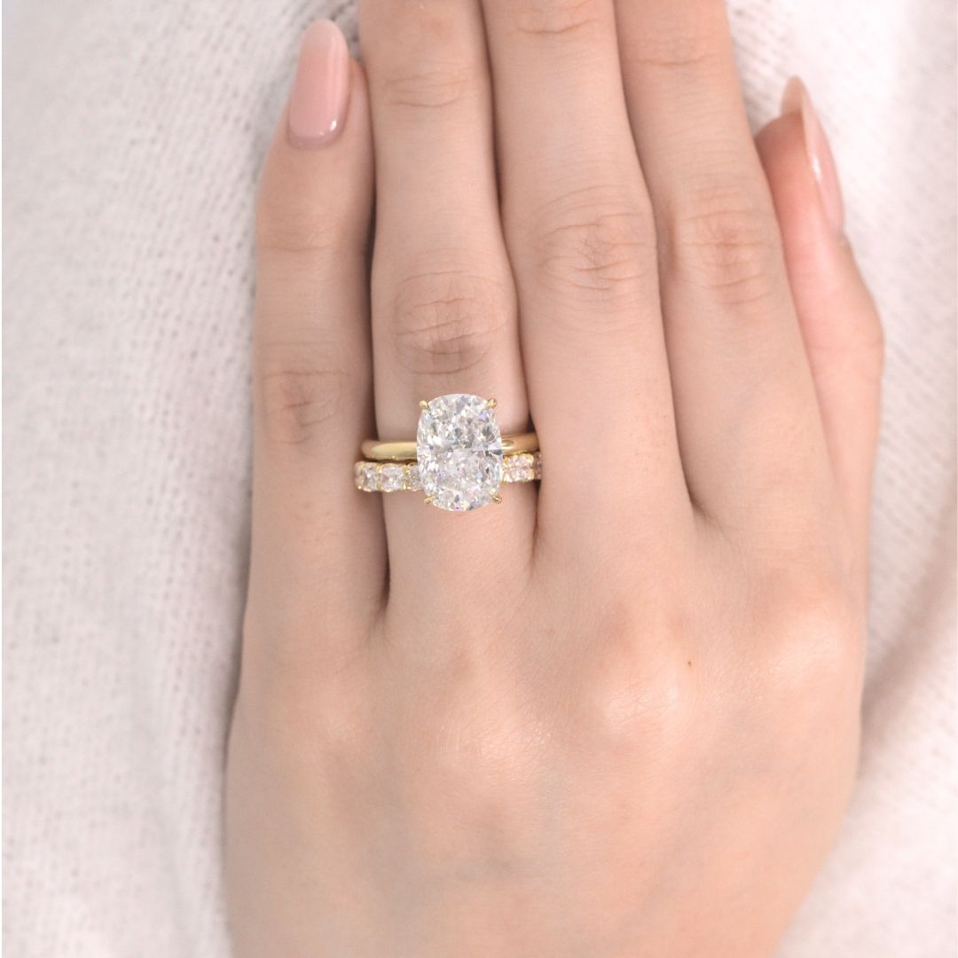 Cushion Diamond Hidden Halo Solitaire Yellow Gold Engagement Ring