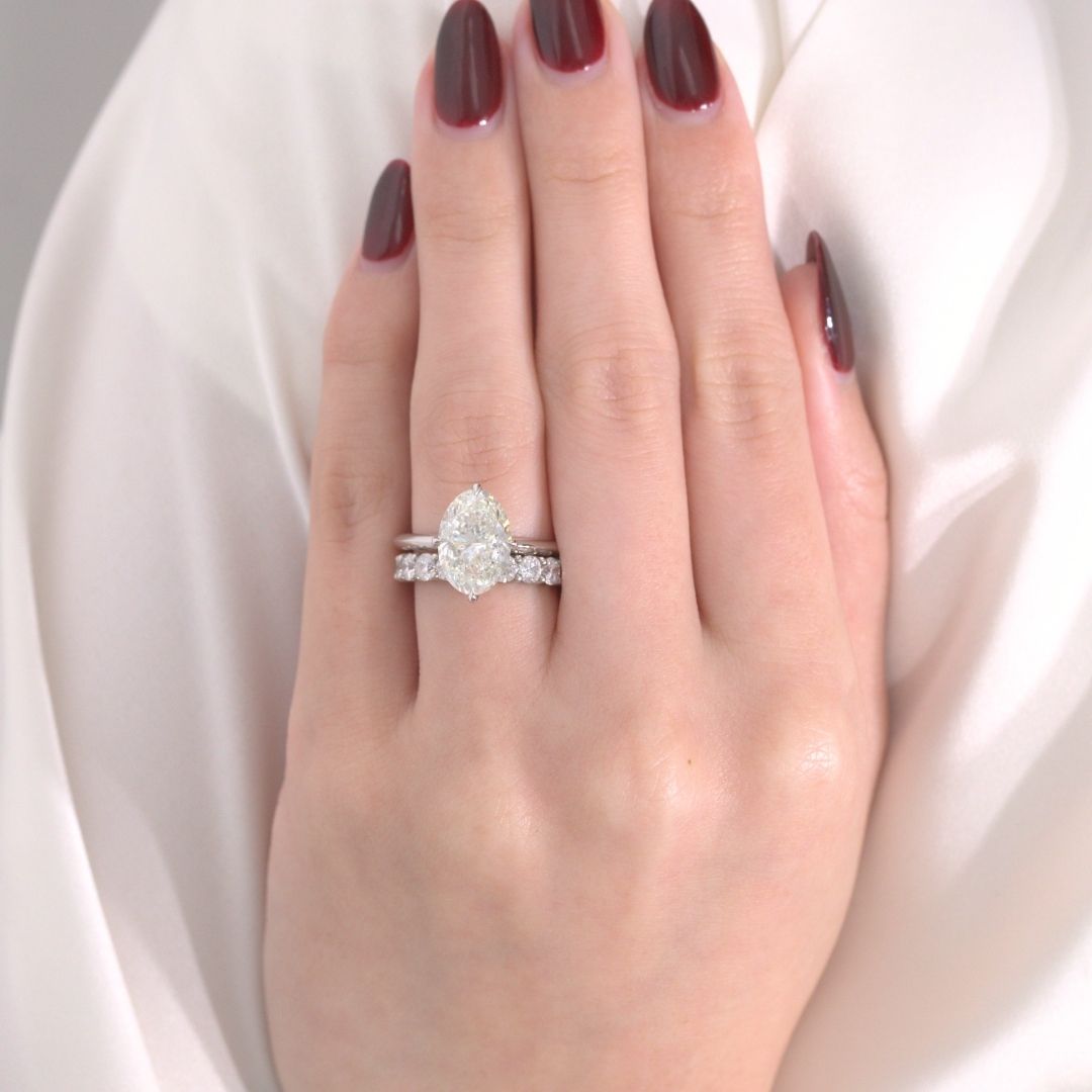 Oval Diamond North South Prong Hidden Halo Knife Edge Solitaire Platinum Engagement Ring